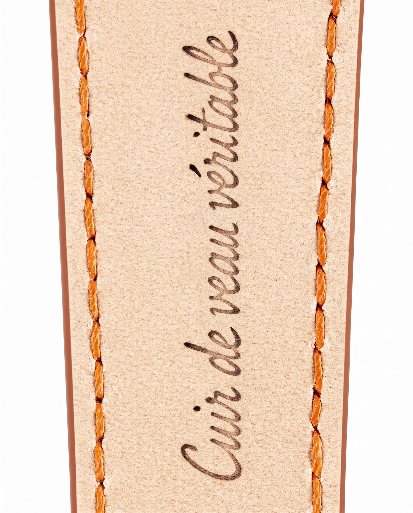 Calfskin lining with Cuir de veau véritable lettering