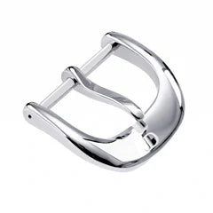 Polished silver buckle detail